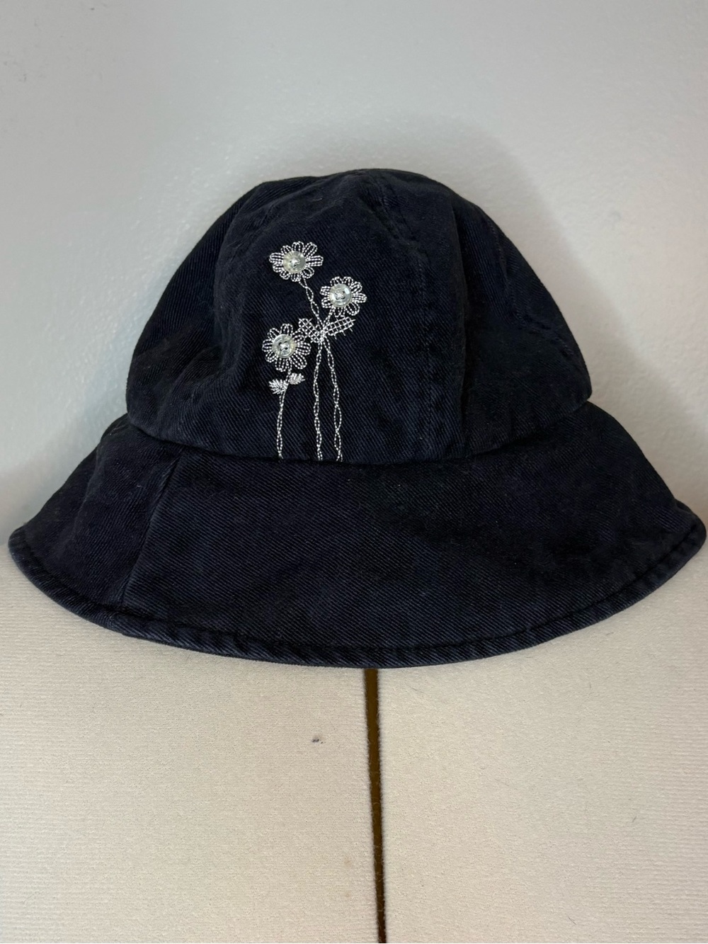 Vintage villager Navy Blue Bucket Hat with Subtle Embroidery